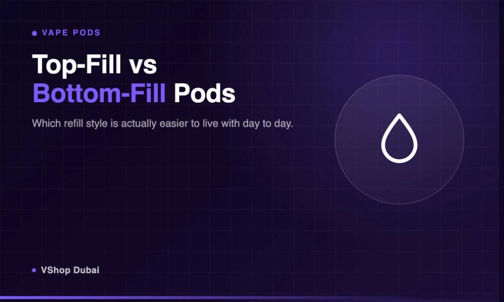 Top-fill vs bottom-fill vape pod comparison banner