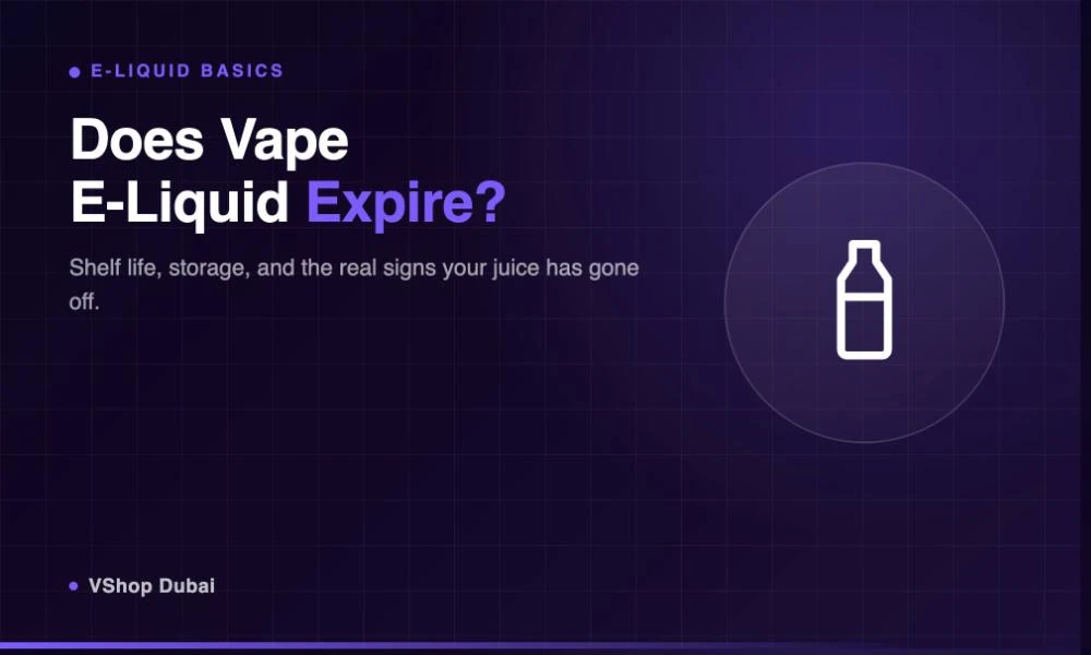 Vape e-liquid shelf life banner illustration