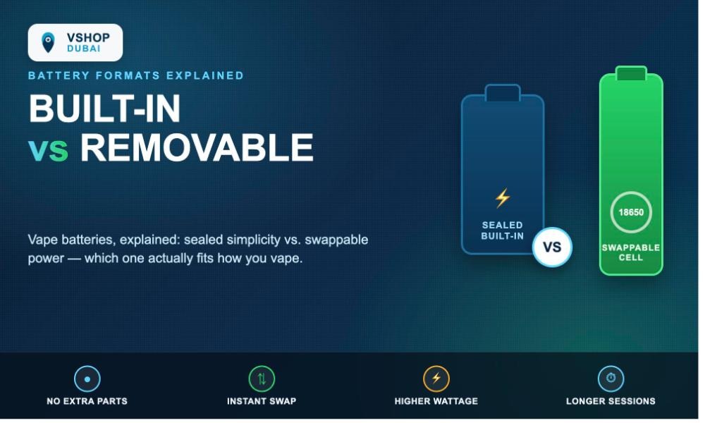 Vape Battery Types: Built-In vs Removable - Vshop Dubai