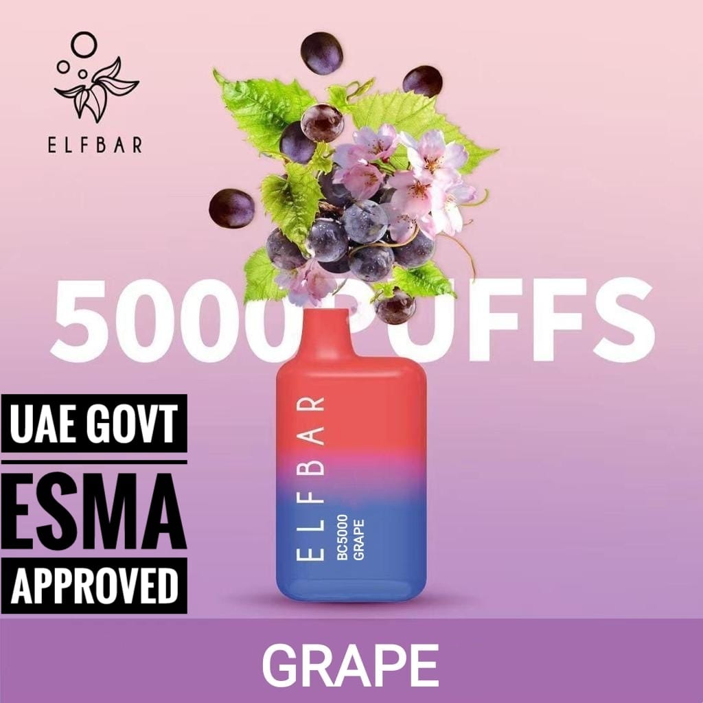 Elfbar 5000 Puffs Grape Disposable Vape Shop Dubai