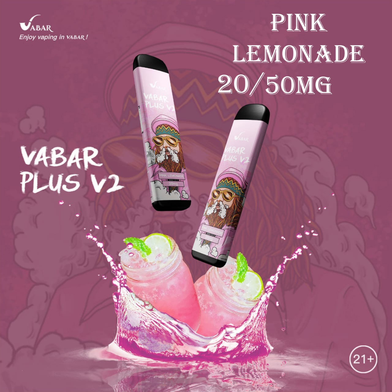 VABAR plus v2  pink lemonade disposable vape