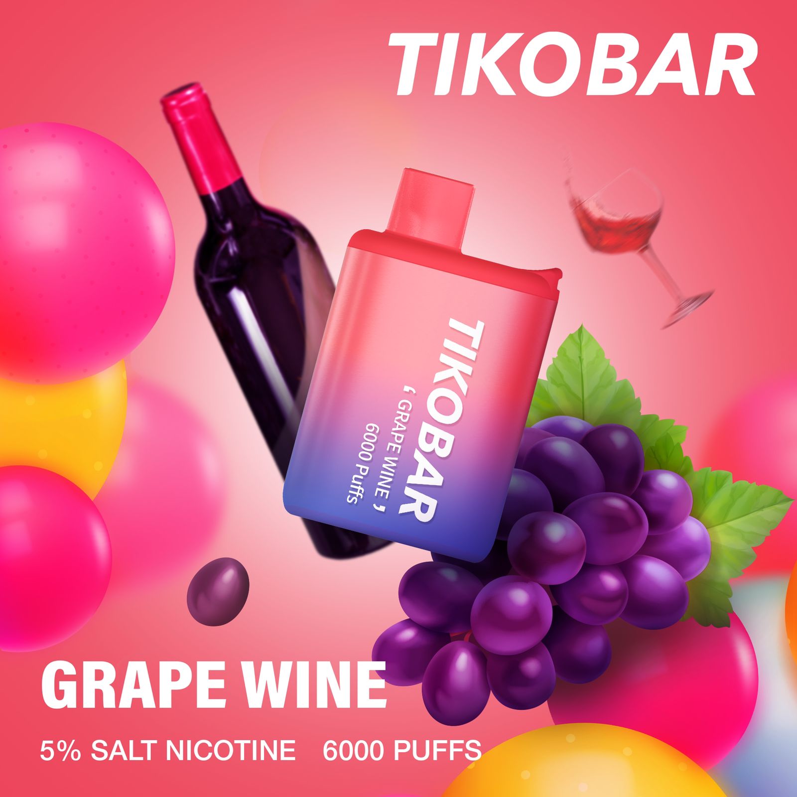 Electronic hookahs Tikobar 6000 puffs disposable grape wine