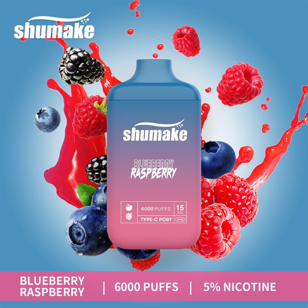Shumake vapor pens 6000 puffs disposable blueberry raspberry