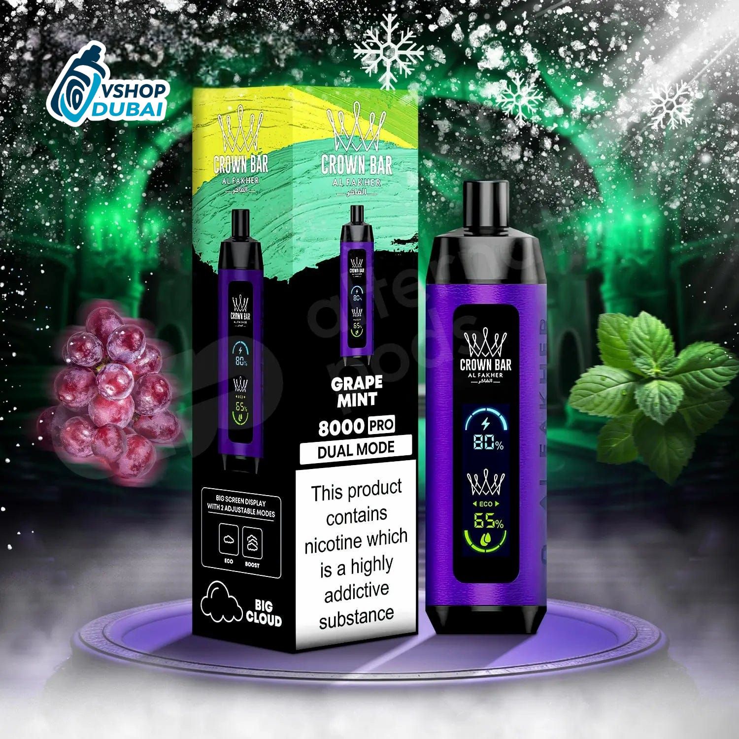 AL FAKHER CROWN BAR 8000 PUFFS PRO Grape Mint