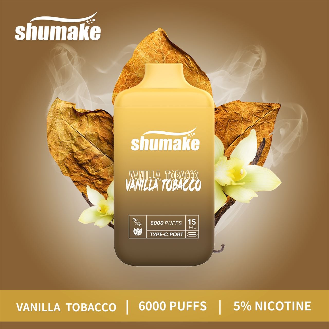 Shumake vapor pens 6000 puffs disposable vanilla tobacco
