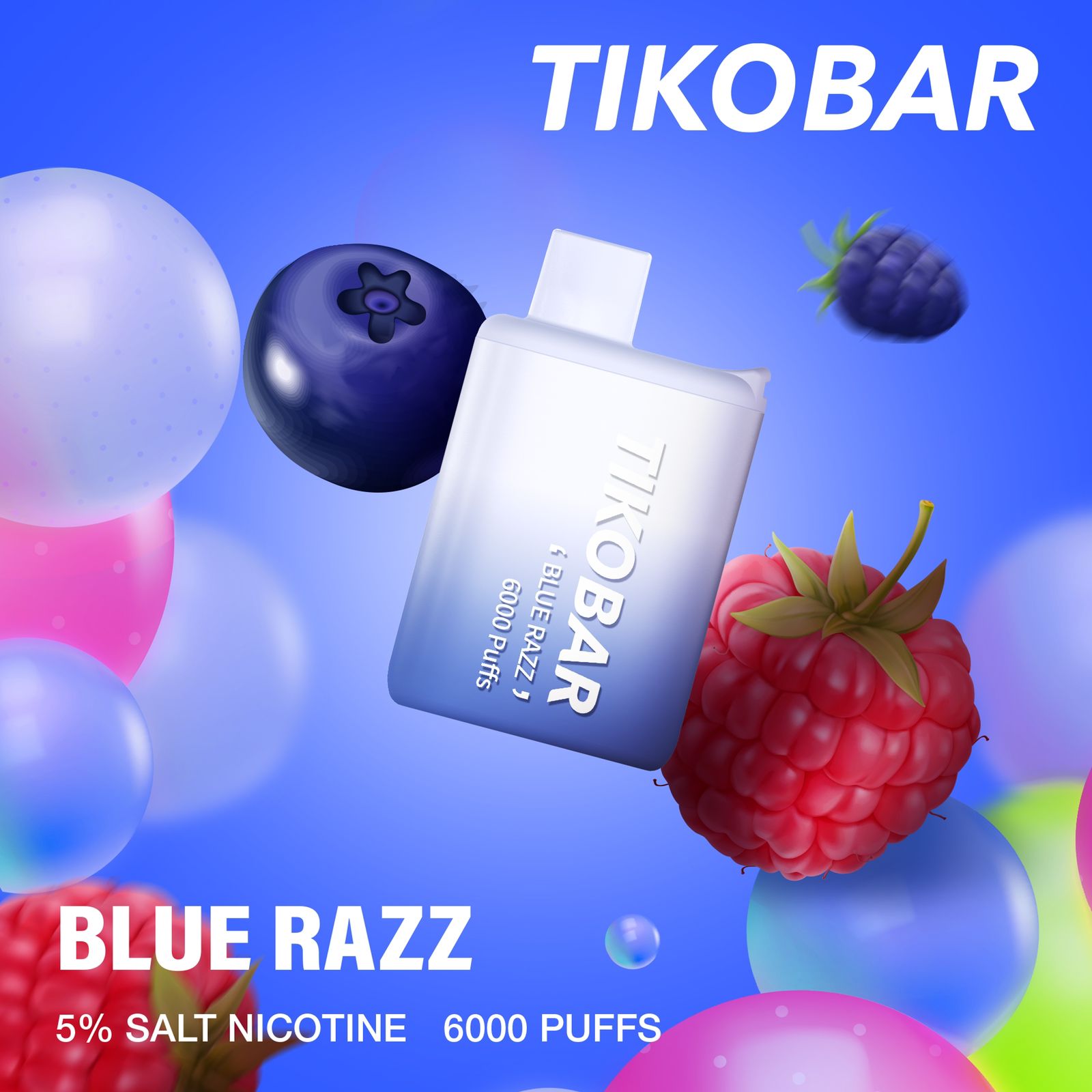 Electronic hookahs Tikobar 6000 puffs disposable blue razz