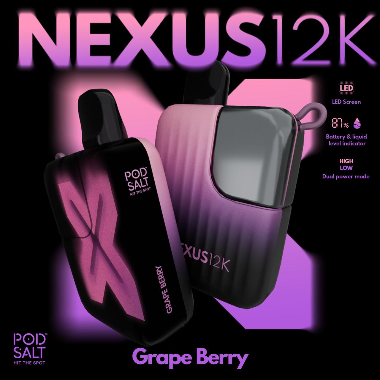 POD SALT NEXUS 12000 PUFFS grape berry