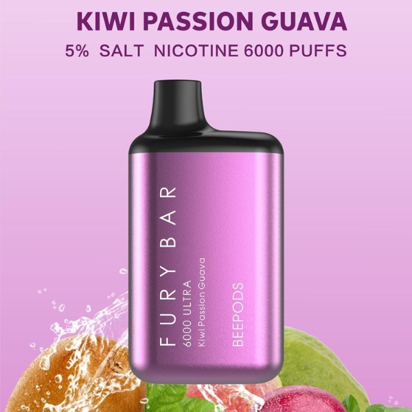 FURY BAR 6000 PUFFS DISPOSABLE kiwi passion guava