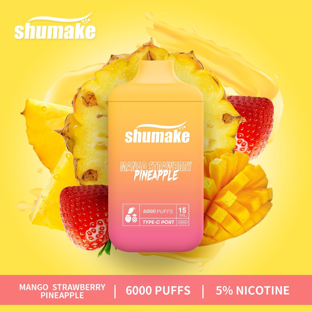 Shumake vapor pens 6000 puffs disposable mango strawberry pi