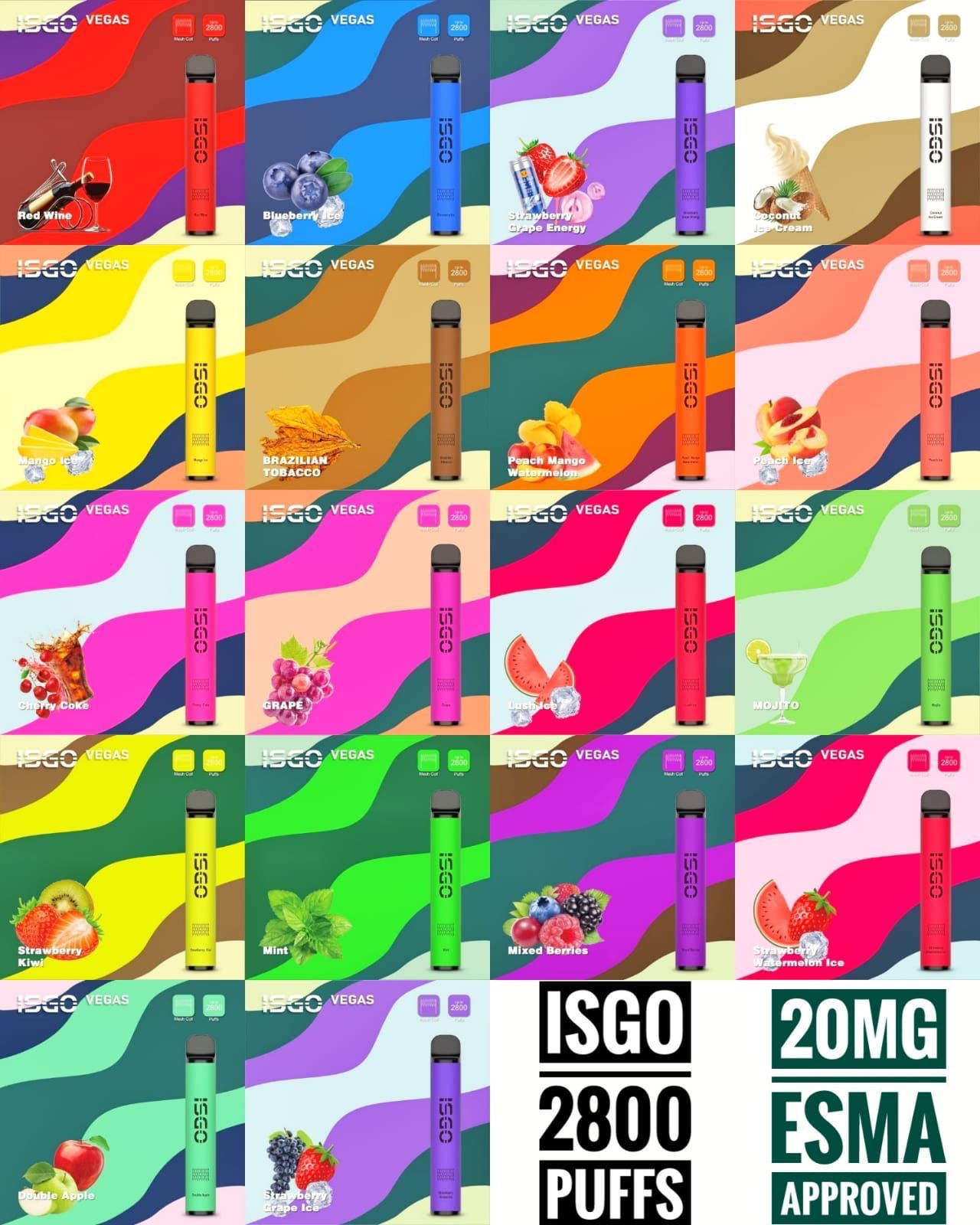 ISGO Vegas 2800 Puffs Flavored disposable Vapes Dubai