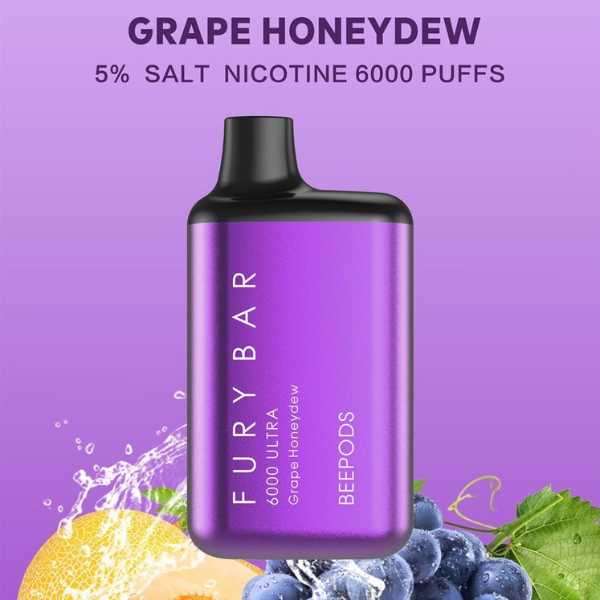 FURY BAR 6000 PUFFS DISPOSABLE grape Honeydew