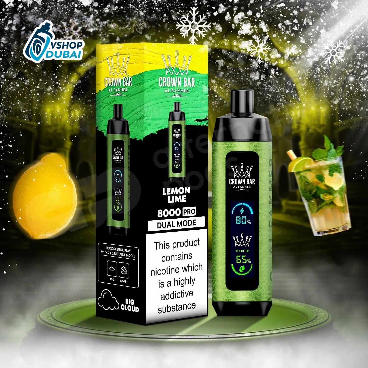 AL FAKHER CROWN BAR 8000 PUFFS PRO Lemon Lime