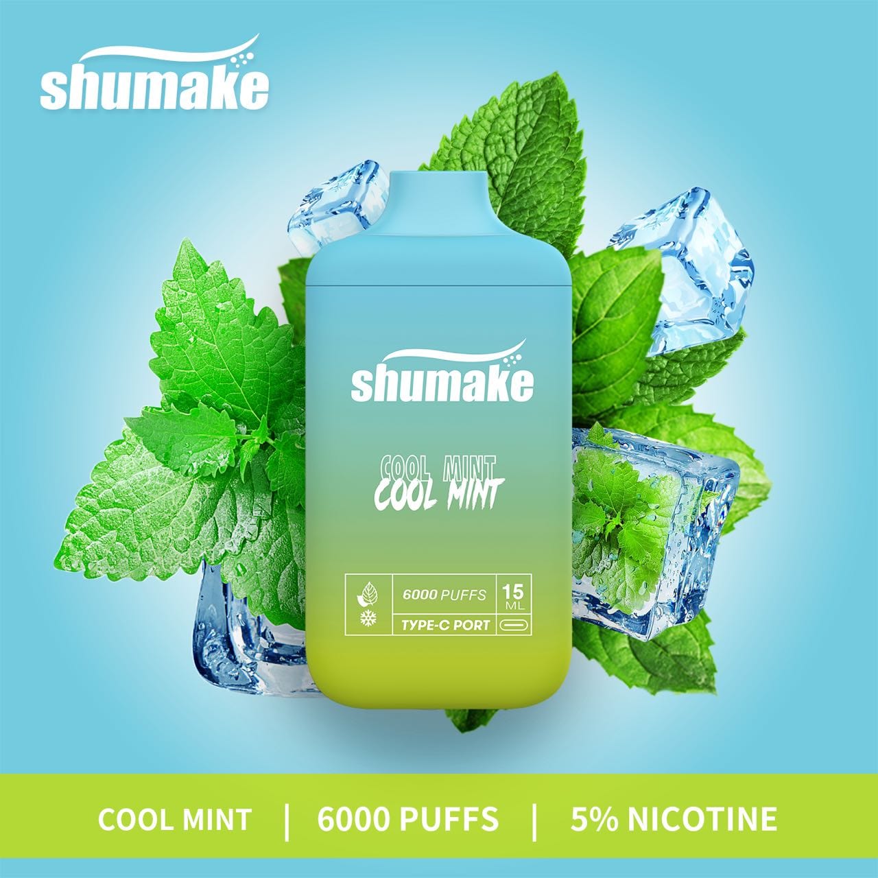 Shumake vapor pens 6000 puffs disposable cool mint