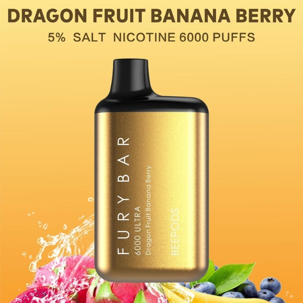 FURY BAR 6000 PUFFS DISPOSABLE  dragon fruit banana berry