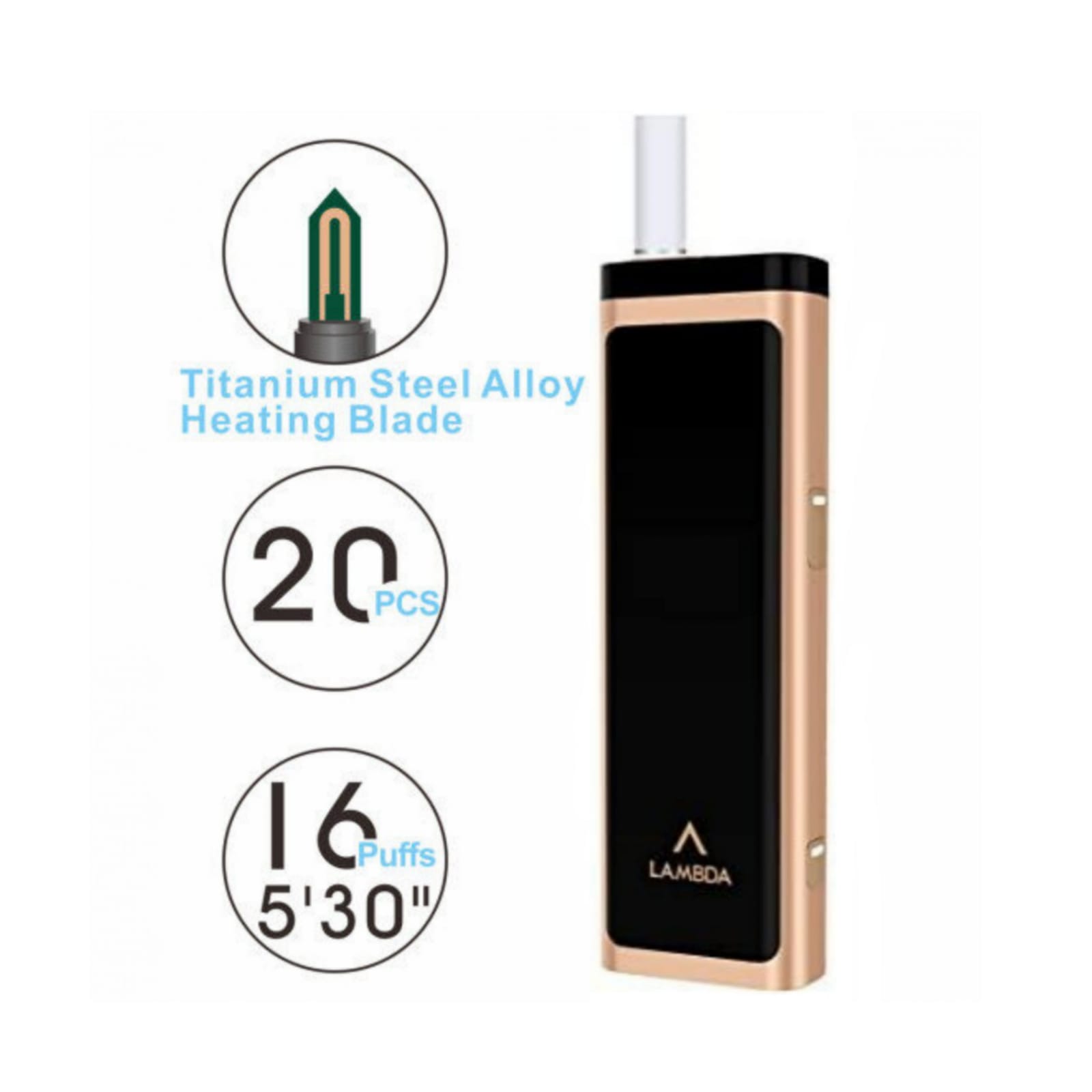 LAMBDA T3 Heat Not Burn Tobacco Heating Devices (Gold)