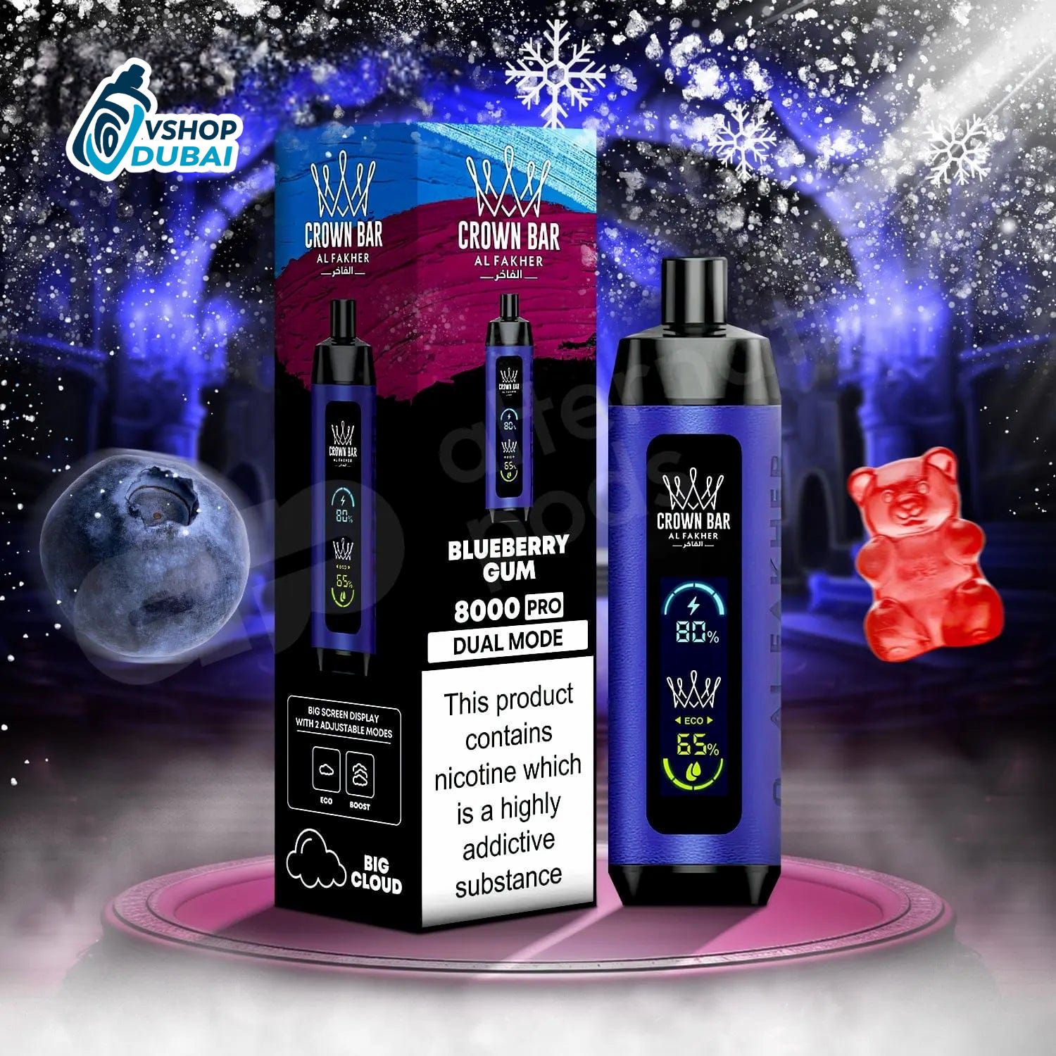 AL FAKHER CROWN BAR 8000 PUFFS PRO Blueberry Gum
