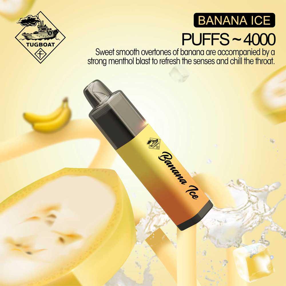 TUGBOAT MEGA FLOW Banana ice 4000 PUFFS DISPOSABLE VAPE