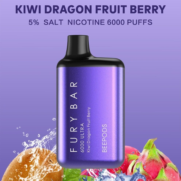 FURY BAR 6000 PUFFS DISPOSABLE kiwi dragon fruit berry