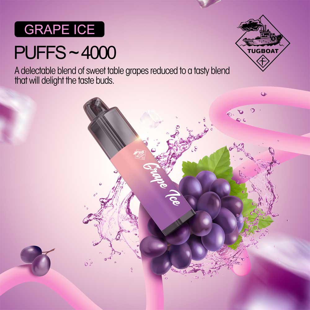 TUGBOAT MEGA FLOW GRAPE ICE 4000 PUFFS DISPOSABLE VAPE